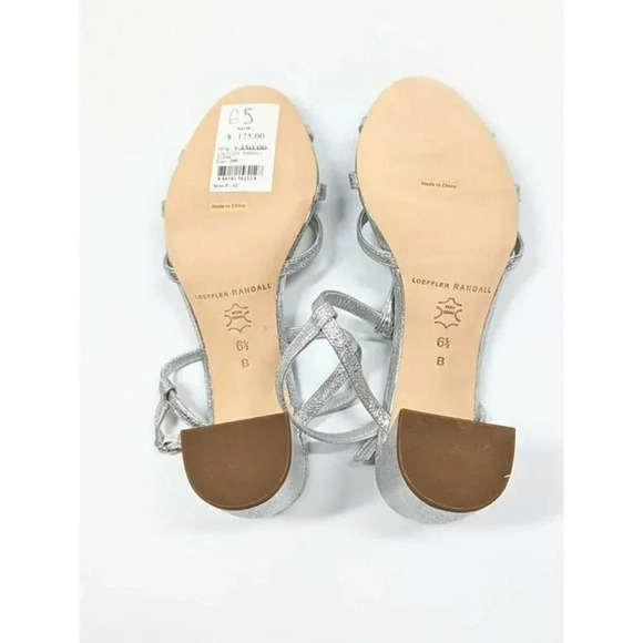 Loeffler Randall Women's Elena Heel Sandal Silver Leather Size 6.5 (MSRP $350) - Picture 10 of 12